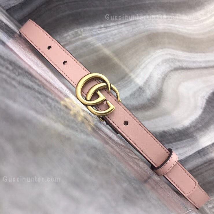 Gucci Pink Leather Belt With Double G Buckle 20mm